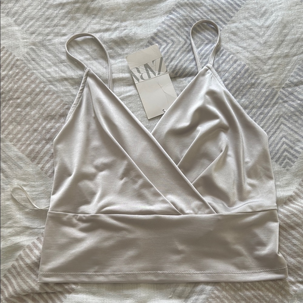 Elegant Cream Wrap Top